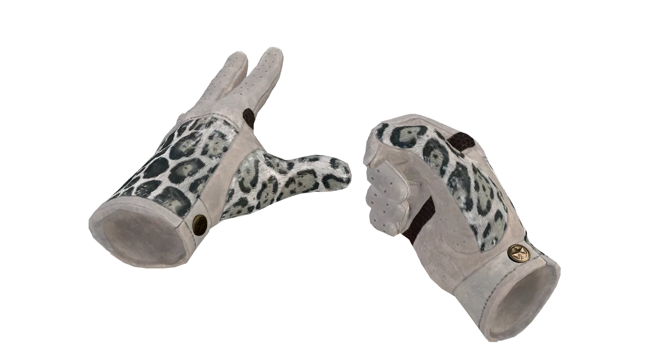 ★ Driver Gloves | Snow Leopard (Minimal Wear) — Dust II light, front