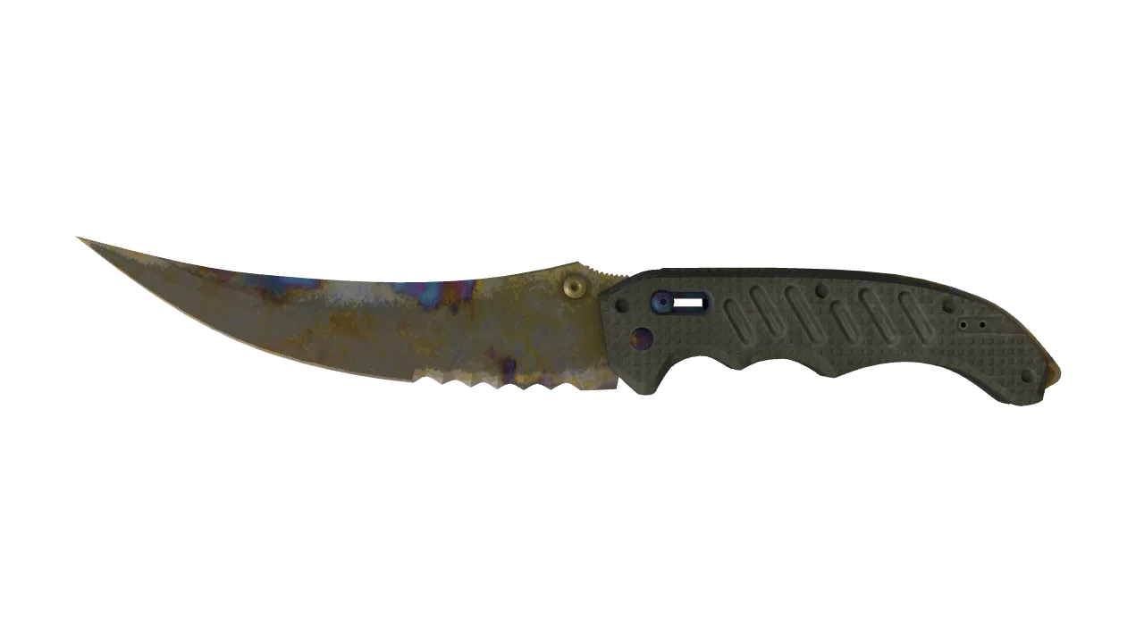 ★ Flip Knife | Case Hardened (Battle-Scarred) — Dust II light, front