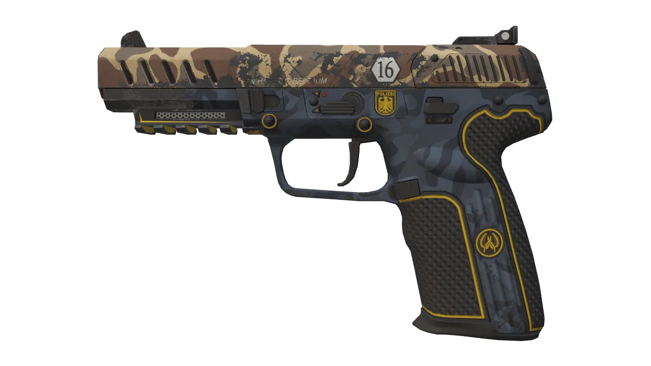 StatTrak™ Five-SeveN | Buddy (Field-Tested) — Dust II light, front