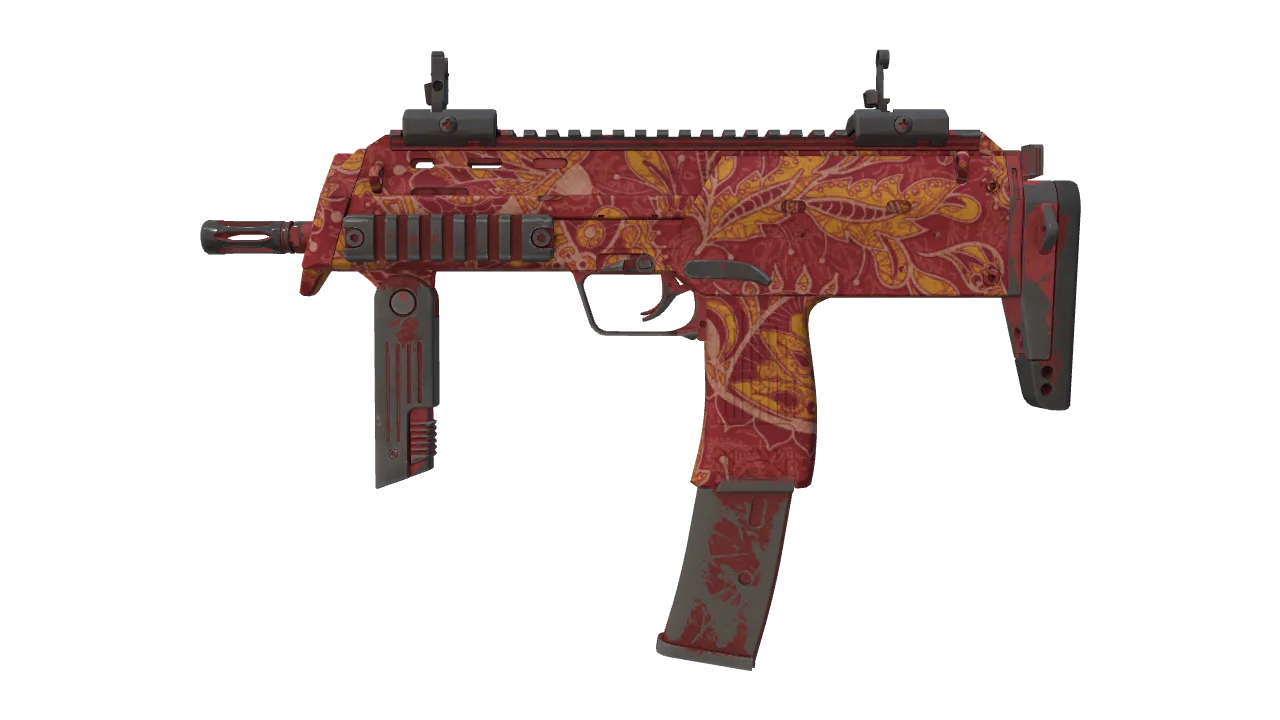 MP7 | Coral Paisley (Battle-Scarred) — Dust II light, front