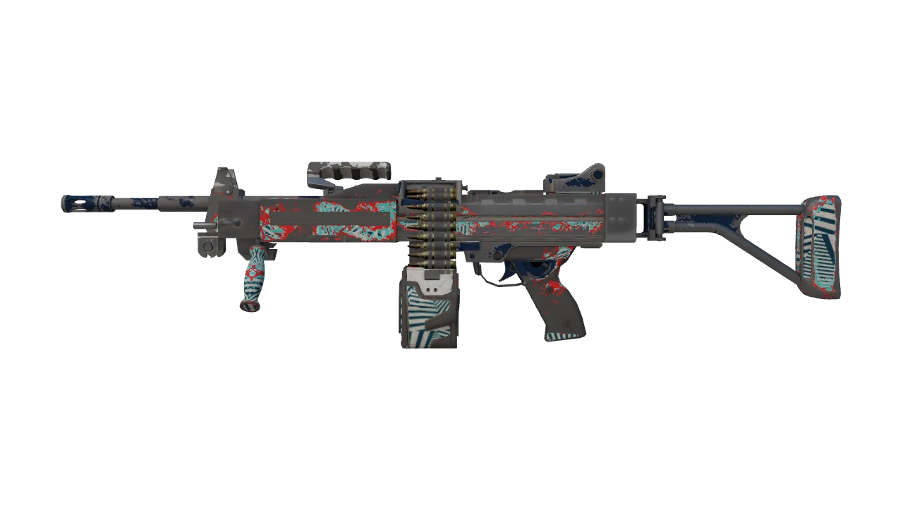 Negev | Dazzle (Battle-Scarred) — Dust II light, front