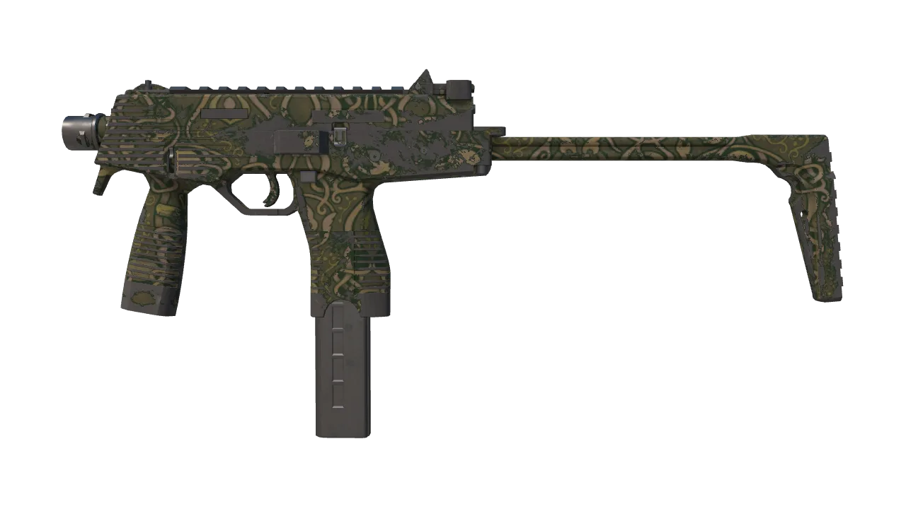 MP9 | Old Roots (Well-Worn) — Dust II light, front