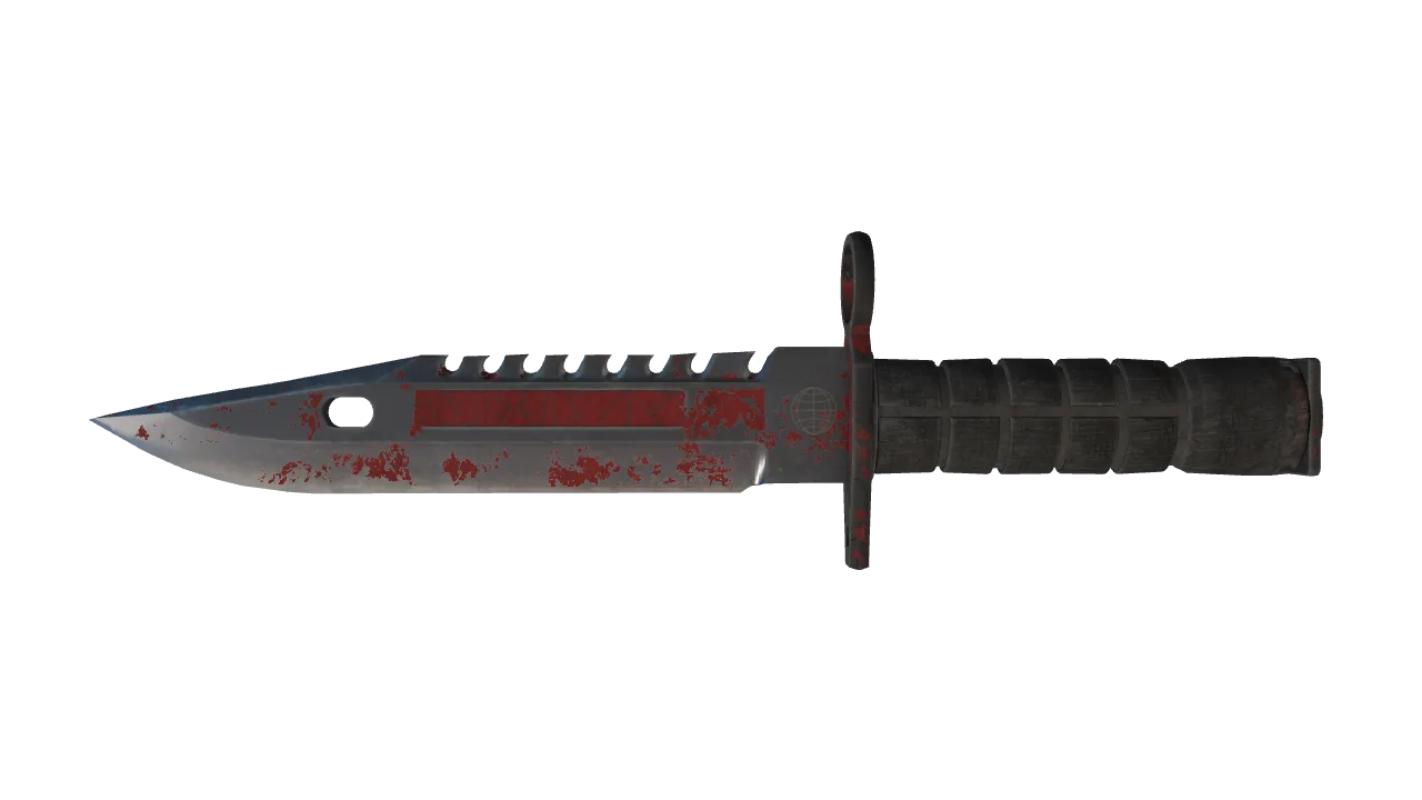 ★ M9 Bayonet | Crimson Web (Battle-Scarred) — Dust II light, front
