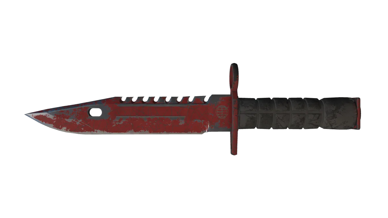 StatTrak™ ★ M9 Bayonet | Crimson Web (Well-Worn) — Dust II light, front