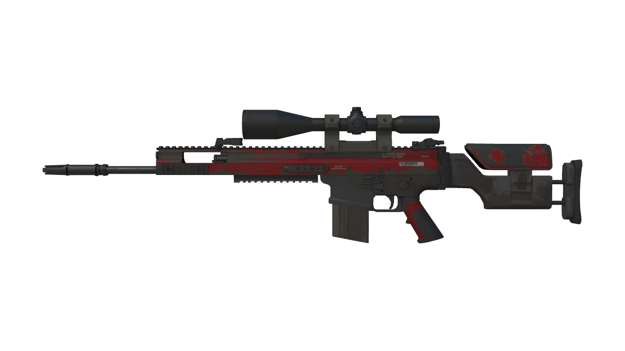 SCAR-20 | Crimson Web (Well-Worn) — Dust II light, front