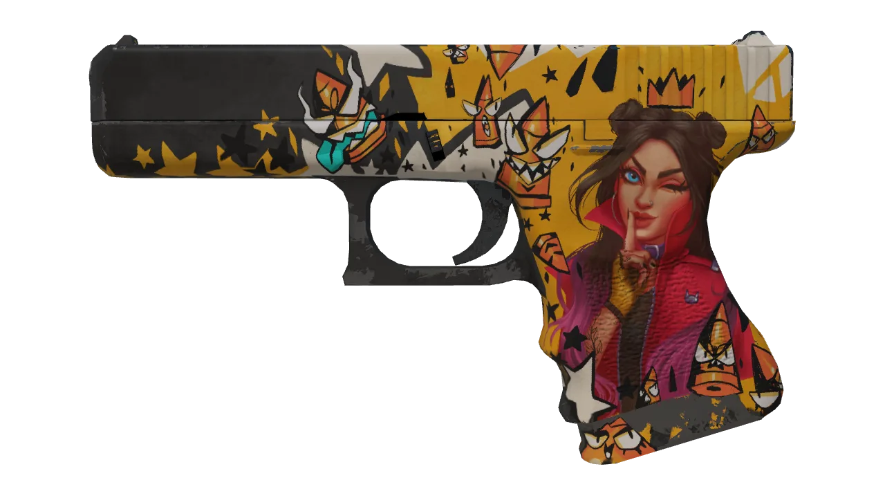 Glock-18 | Bullet Queen (Field-Tested) — Dust II light, front