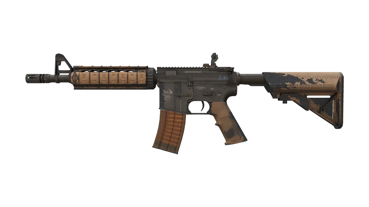 M4A4 | Poly Mag (Battle-Scarred) — Dust II light, front