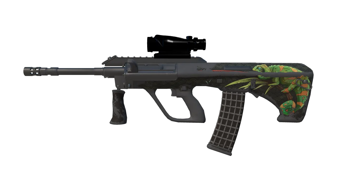 AUG | Chameleon (Battle-Scarred) — Dust II light, front