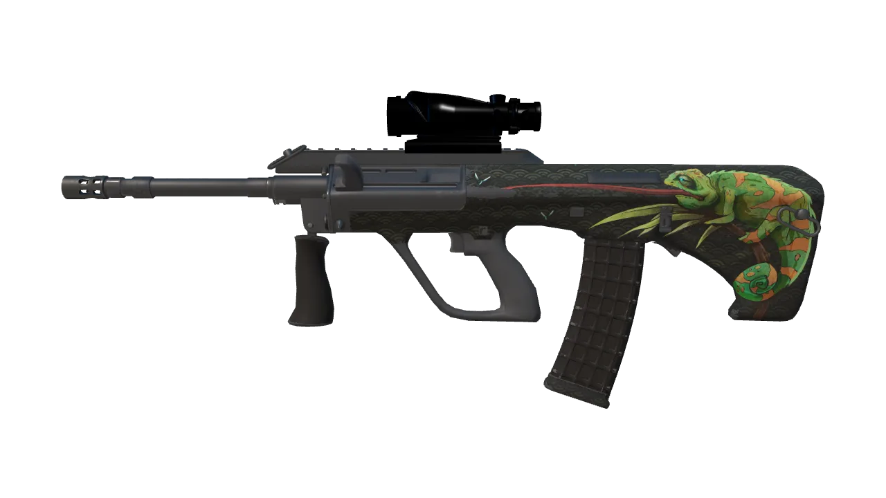 StatTrak™ AUG | Chameleon (Minimal Wear) — Dust II light, front