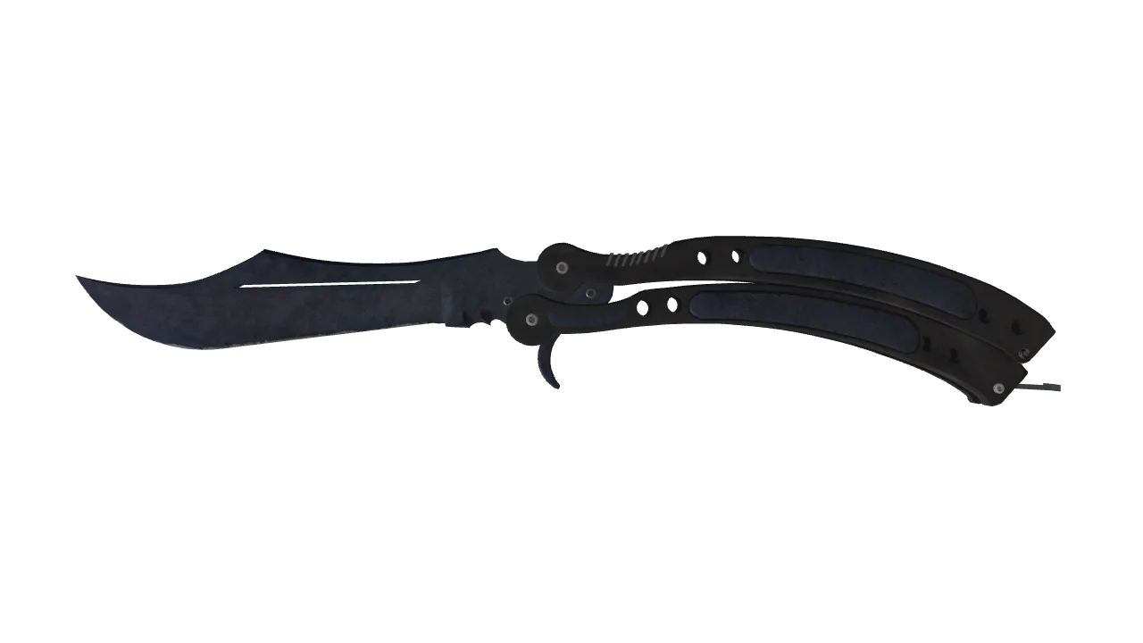 ★ Butterfly Knife | Blue Steel (Battle-Scarred) — Dust II light, front