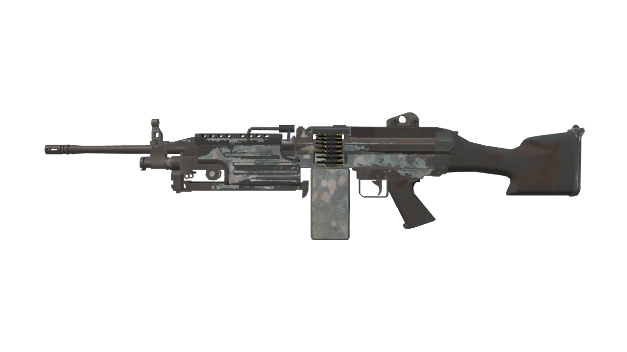 M249 | Blizzard Marbleized (Battle-Scarred) — Dust II light, front