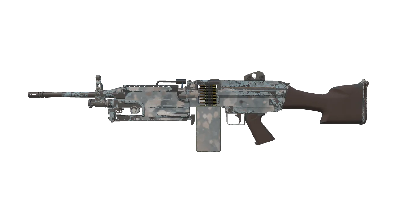 Souvenir M249 | Blizzard Marbleized (Field-Tested) — Dust II light, front