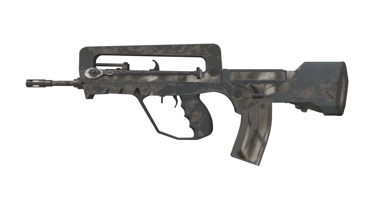 FAMAS | Contrast Spray (Battle-Scarred) — Dust II light, front
