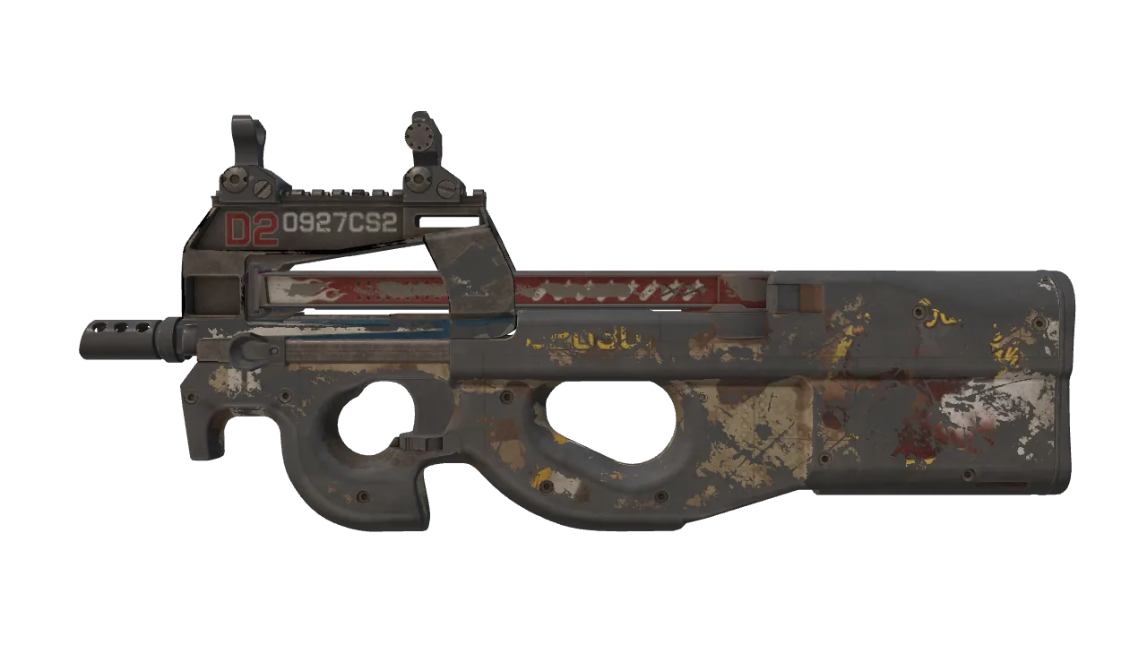 P90 | Randy Rush (Battle-Scarred) — Dust II light, front