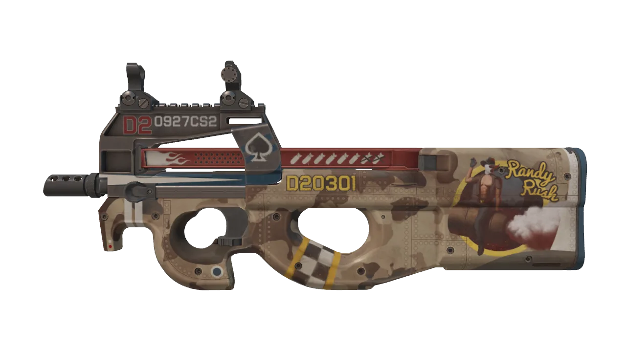 P90 | Randy Rush (Factory New) — Dust II light, front