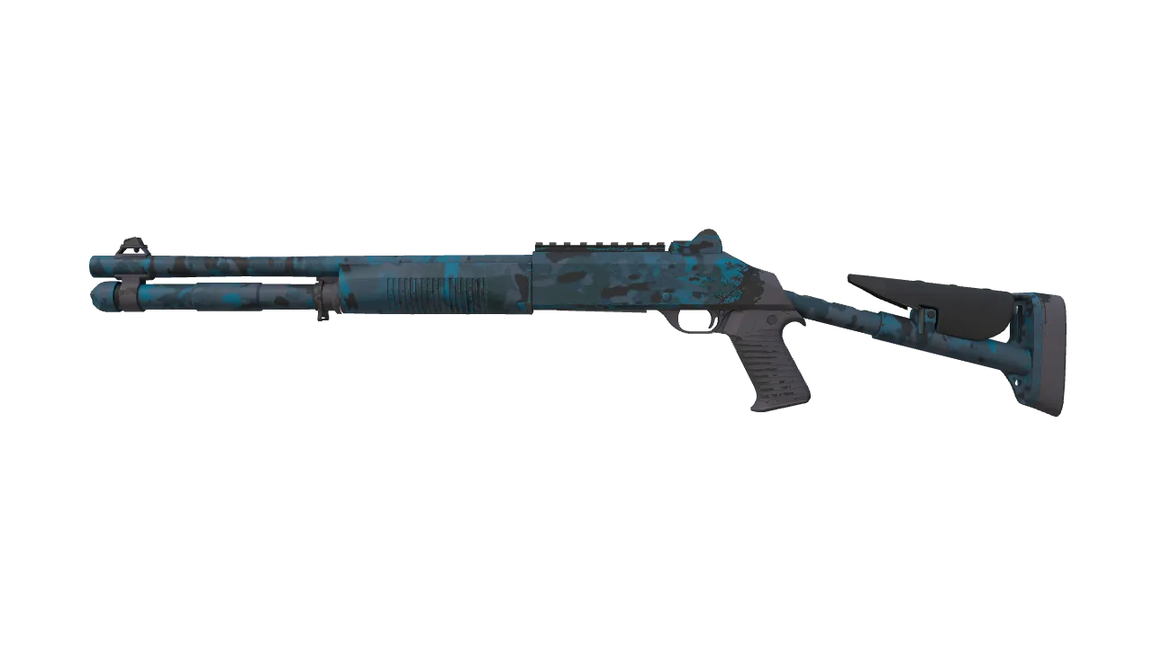XM1014 | VariCamo Blue (Minimal Wear) — Dust II light, front
