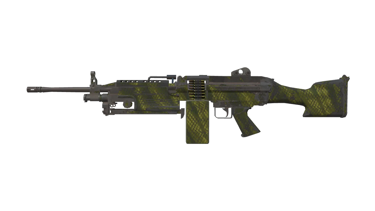 M249 | Gator Mesh (Well-Worn) — Dust II light, front