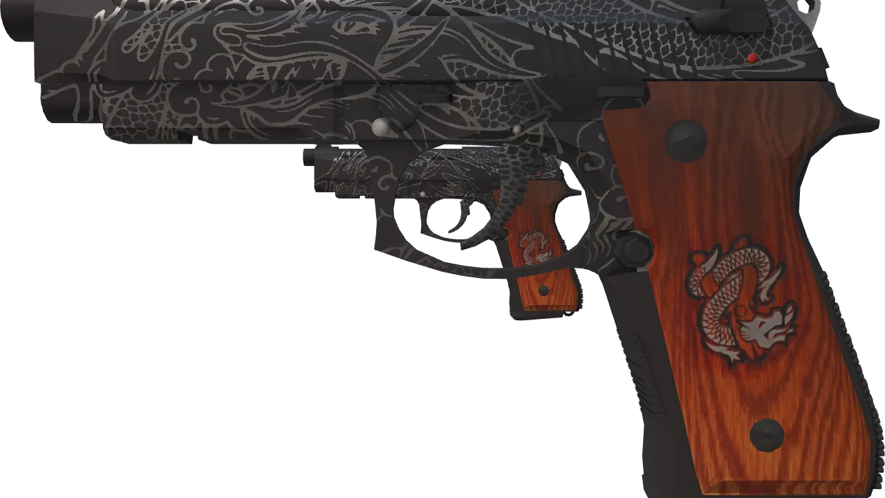 Dual Berettas | Dualing Dragons (Factory New) — Dust II light, front