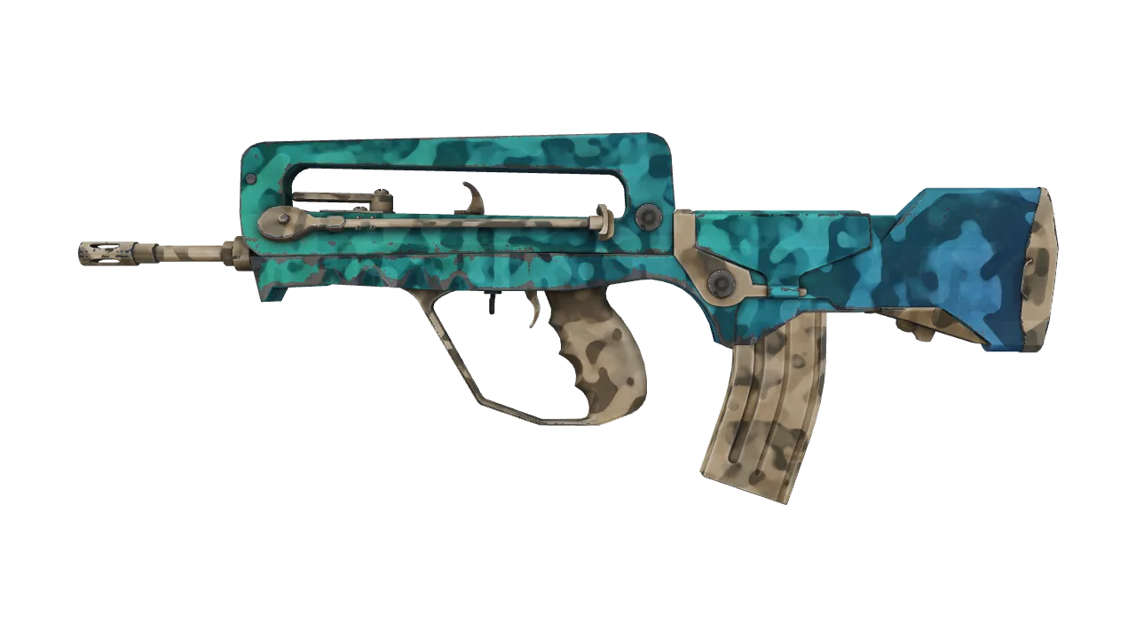 Souvenir FAMAS | Waters of Nephthys (Battle-Scarred) — Dust II light, front