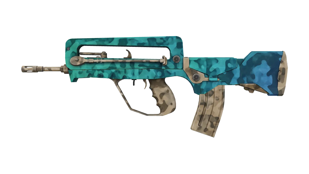 Souvenir FAMAS | Waters of Nephthys (Minimal Wear) — Dust II light, front