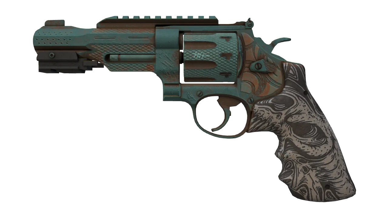 R8 Revolver | Bone Forged (Battle-Scarred) — Dust II light, front