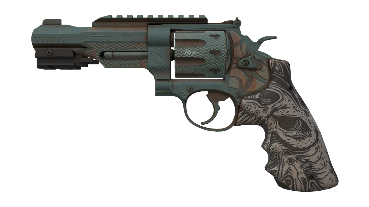 R8 Revolver | Bone Forged (Well-Worn) — Dust II light, front