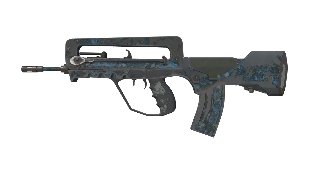 Souvenir FAMAS | Cyanospatter (Battle-Scarred) — Dust II light, front