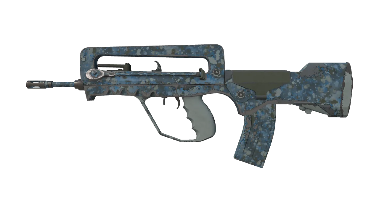 Souvenir FAMAS | Cyanospatter (Field-Tested) — Dust II light, front