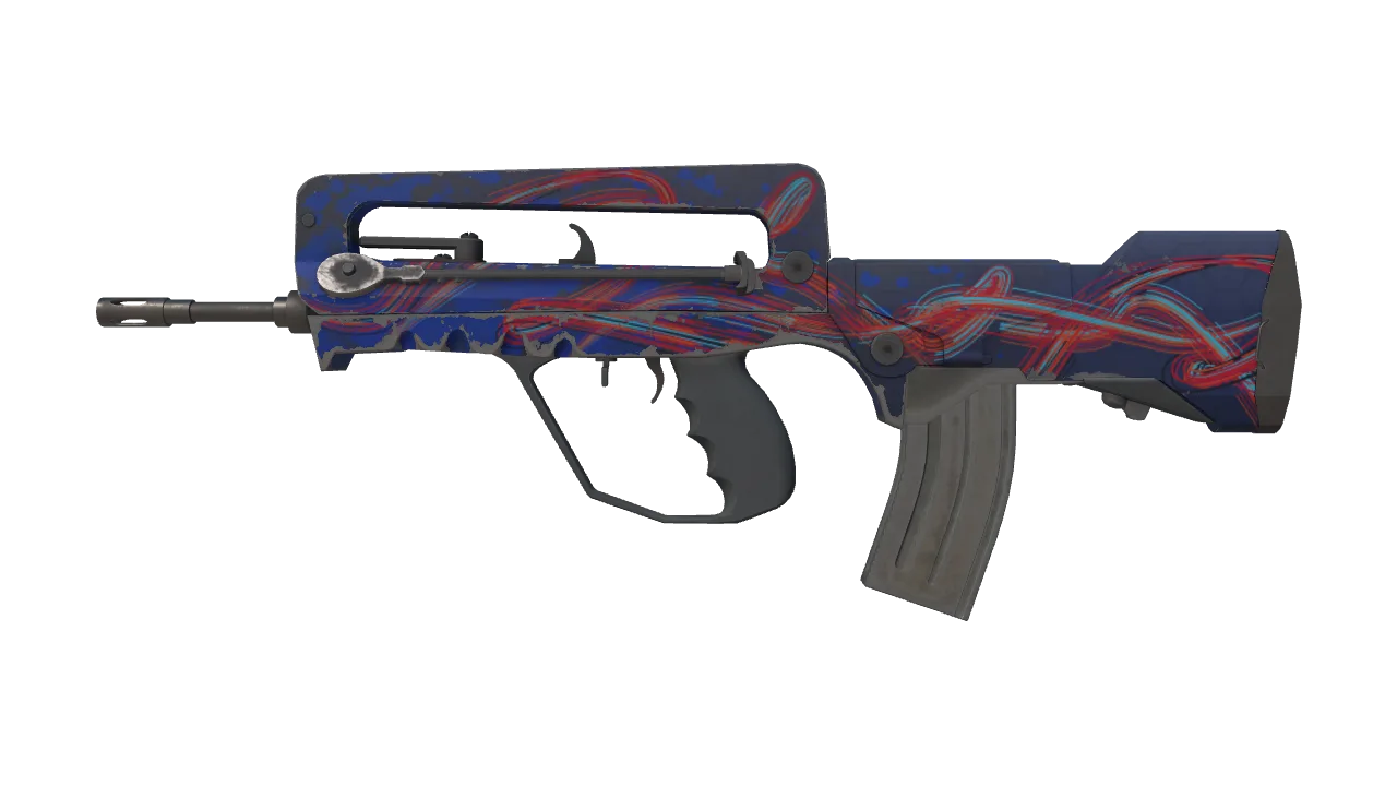 FAMAS | Afterimage (Minimal Wear) — Dust II light, front