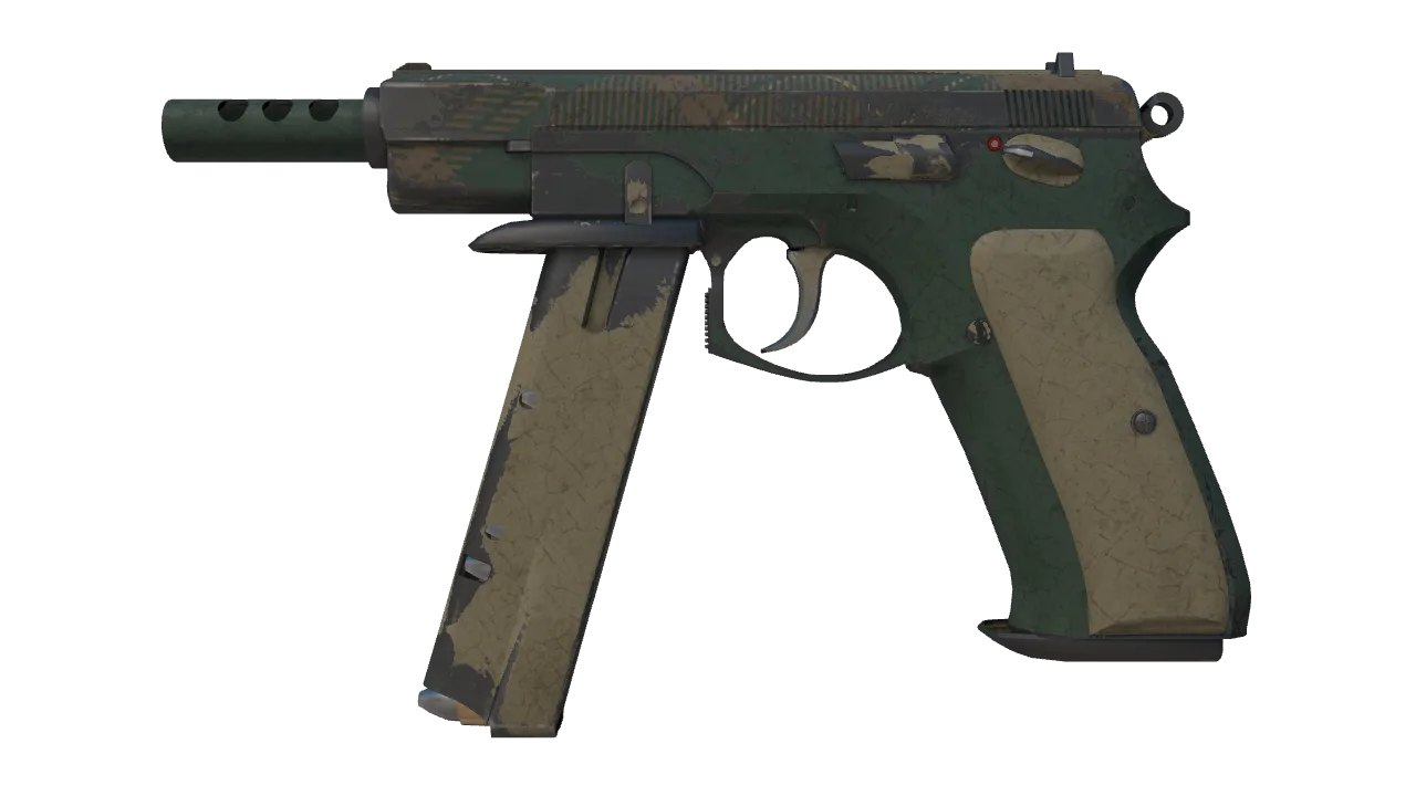 CZ75-Auto | Green Plaid (Battle-Scarred) — Dust II light, front