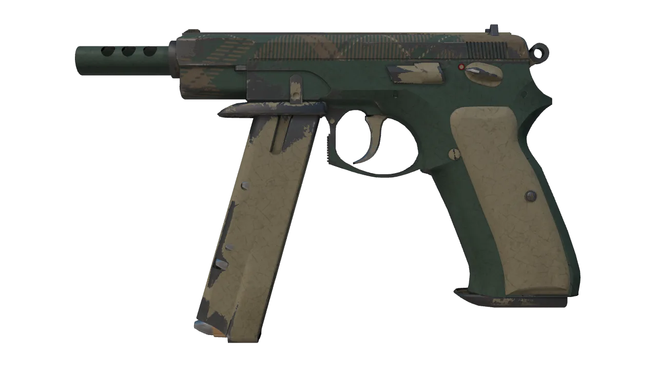 CZ75-Auto | Green Plaid (Well-Worn) — Dust II light, front