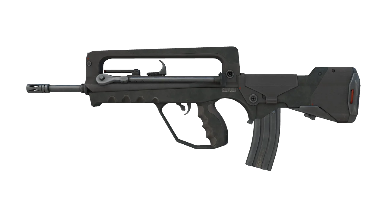 FAMAS | Corp Defense (Well-Worn) — Dust II light, front