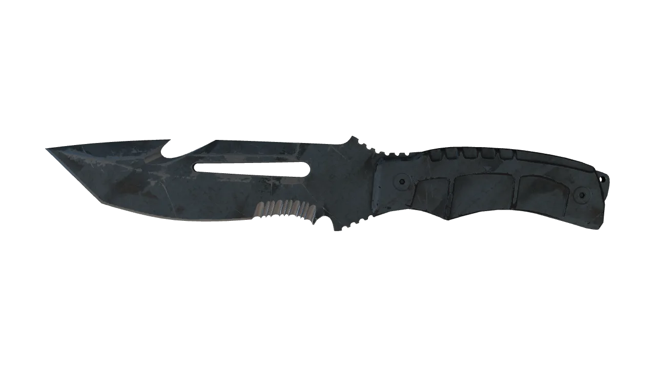 ★ Survival Knife | Night Stripe (Battle-Scarred) — Dust II light, front