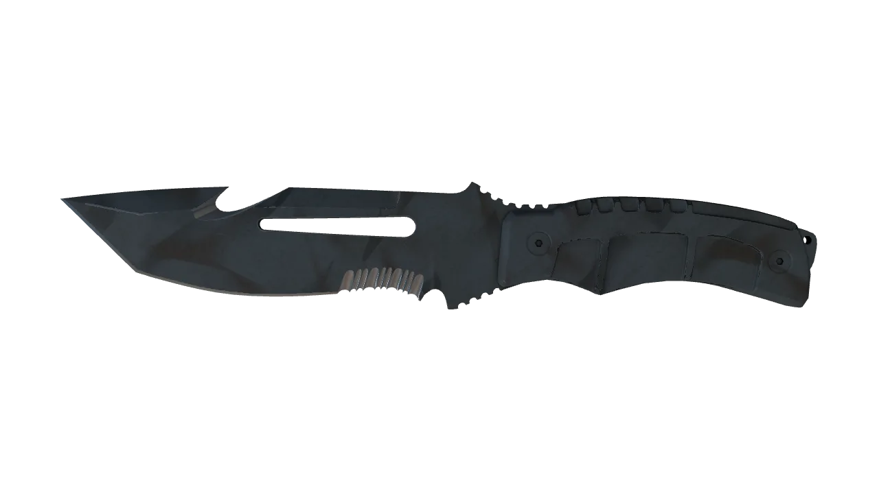 ★ Survival Knife | Night Stripe (Well-Worn) — Dust II light, front