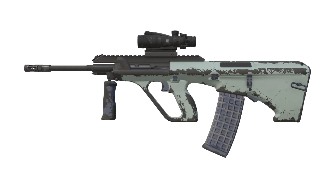 Souvenir AUG | Storm (Well-Worn) — Dust II light, front