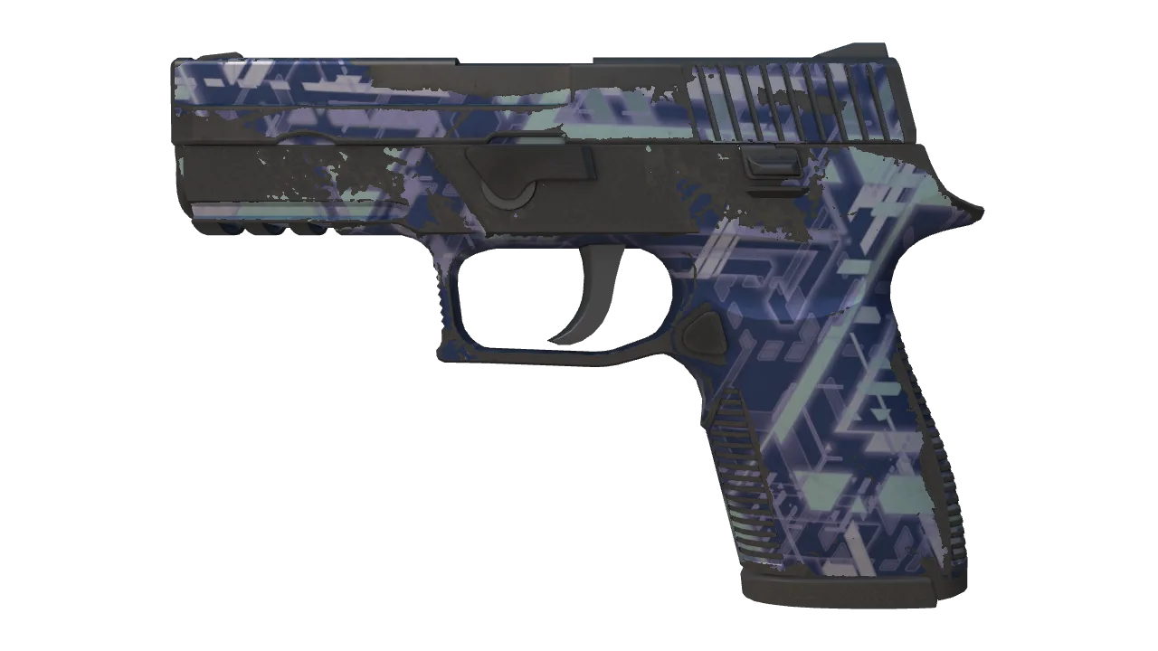 Souvenir P250 | Digital Architect (Well-Worn) — Dust II light, front