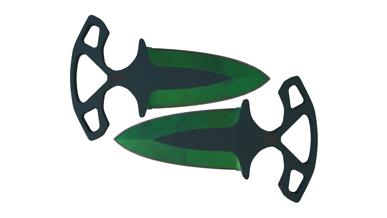 ★ Shadow Daggers | Gamma Doppler (Emerald) (Minimal Wear) — Dust II light, front