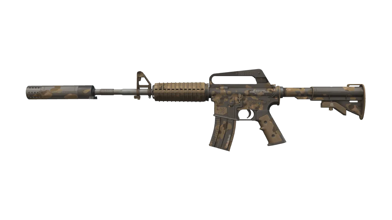M4A1-S | Mud-Spec (Minimal Wear) — Dust II light, front