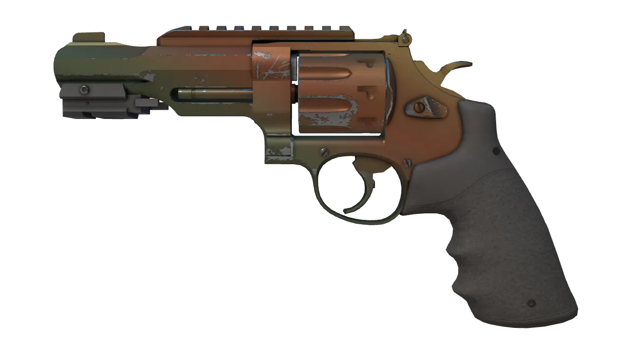 Souvenir R8 Revolver | Amber Fade (Field-Tested) — Dust II light, front