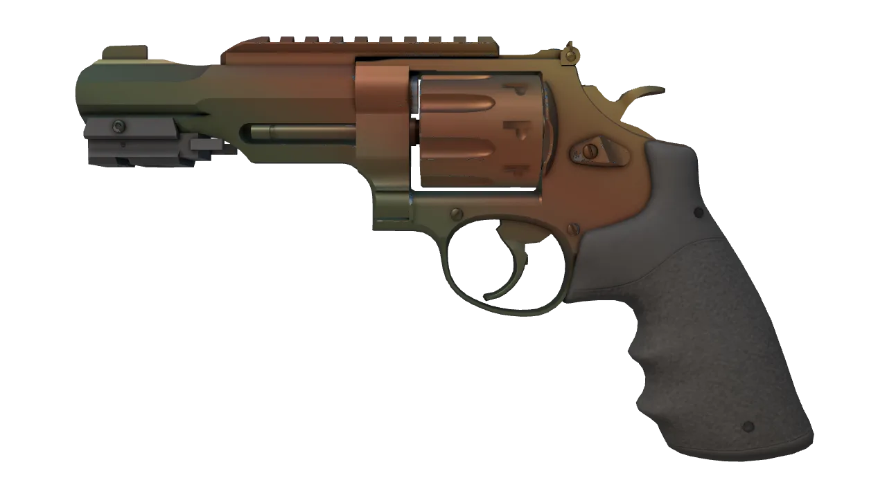 R8 Revolver | Amber Fade (Minimal Wear) — Dust II light, front