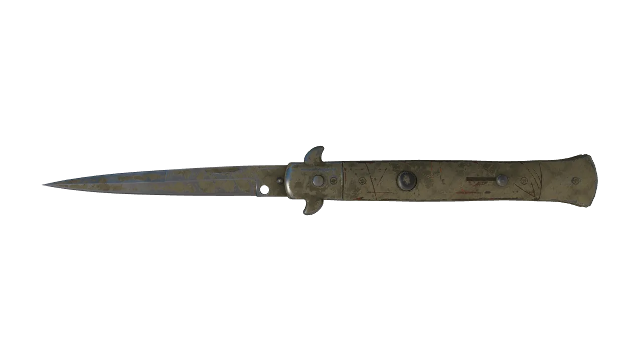 ★ Stiletto Knife | Safari Mesh (Battle-Scarred) — Dust II light, front