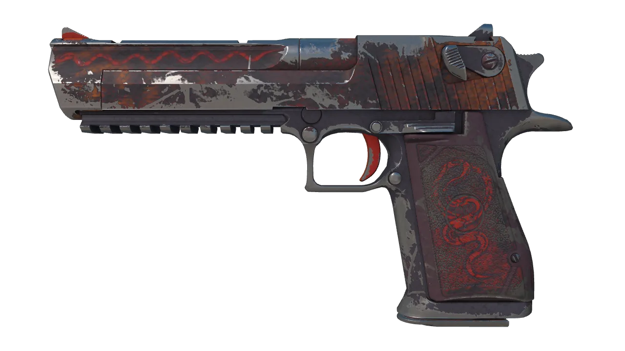 Desert Eagle | Serpent Strike (Well-Worn) — Dust II light, front