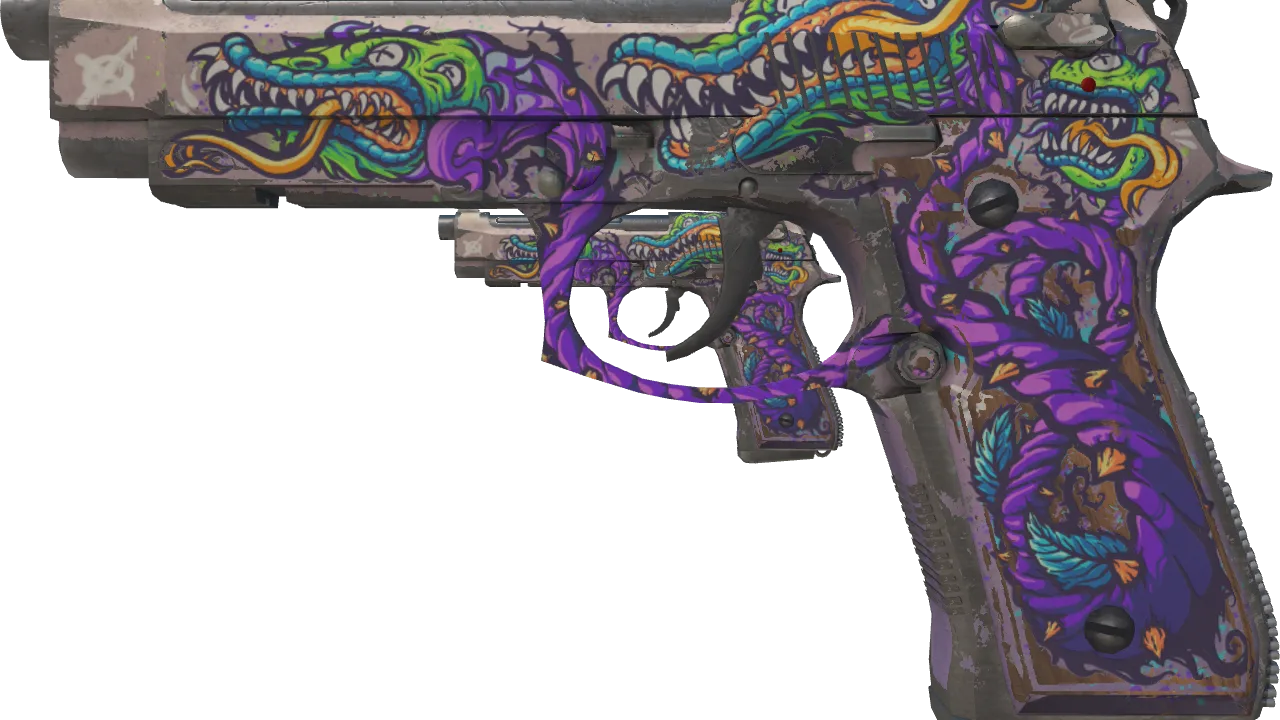 Dual Berettas | Flora Carnivora (Battle-Scarred) — Dust II light, front