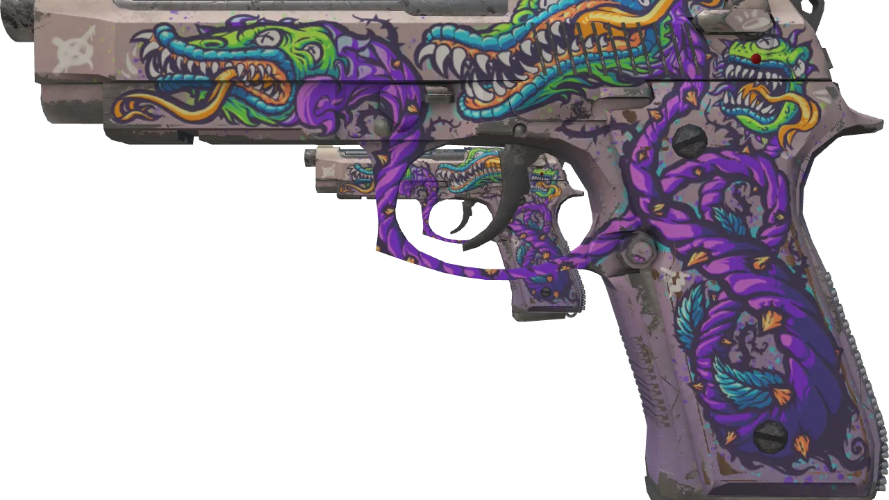 StatTrak™ Dual Berettas | Flora Carnivora (Well-Worn) — Dust II light, front