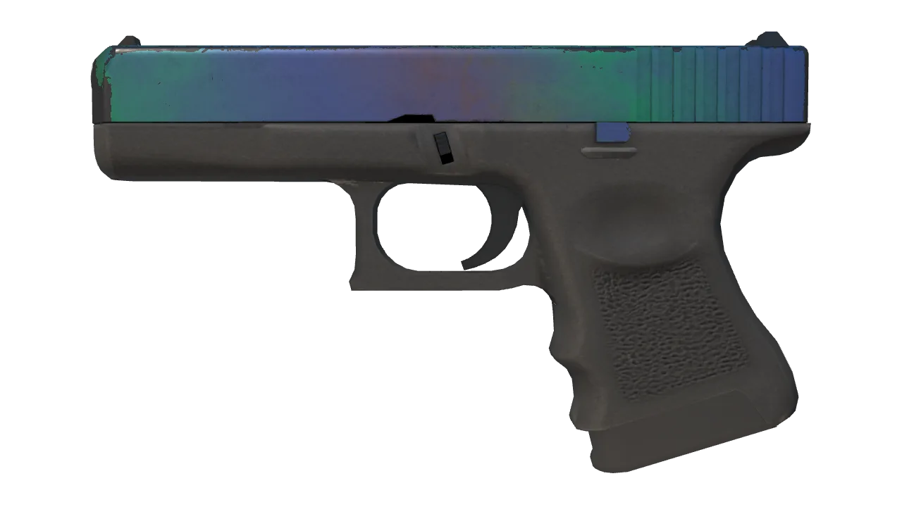 Glock-18 | Gamma Doppler (Phase 1) (Well-Worn) — Dust II light, front