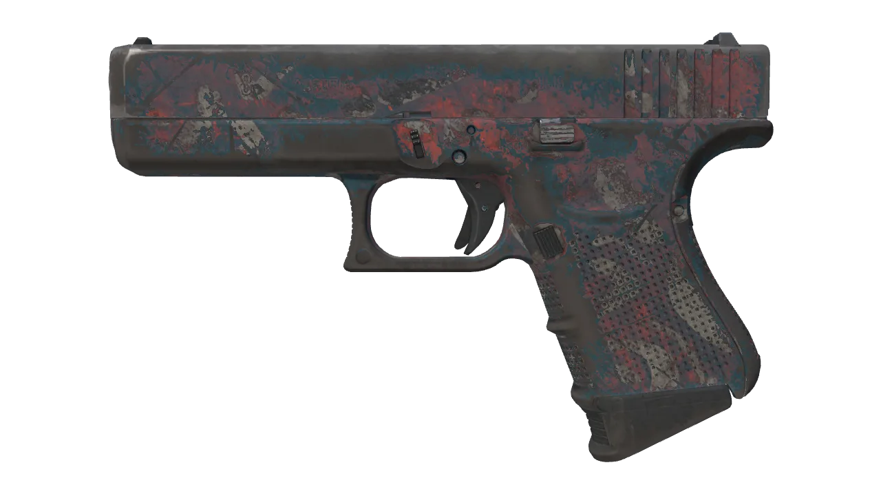 Glock-18 | Teal Graf (Well-Worn) — Dust II light, front