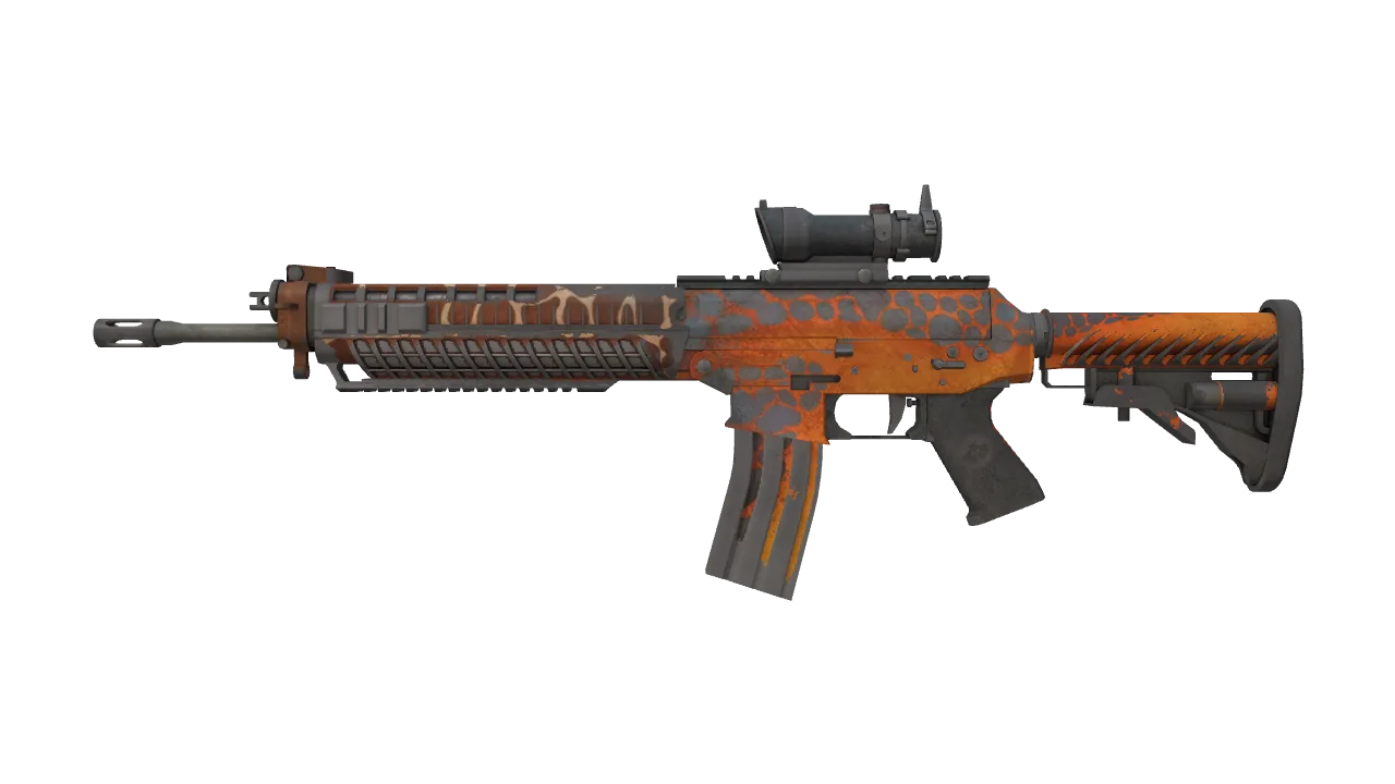 Souvenir SG 553 | Tiger Moth (Battle-Scarred) — Dust II light, front