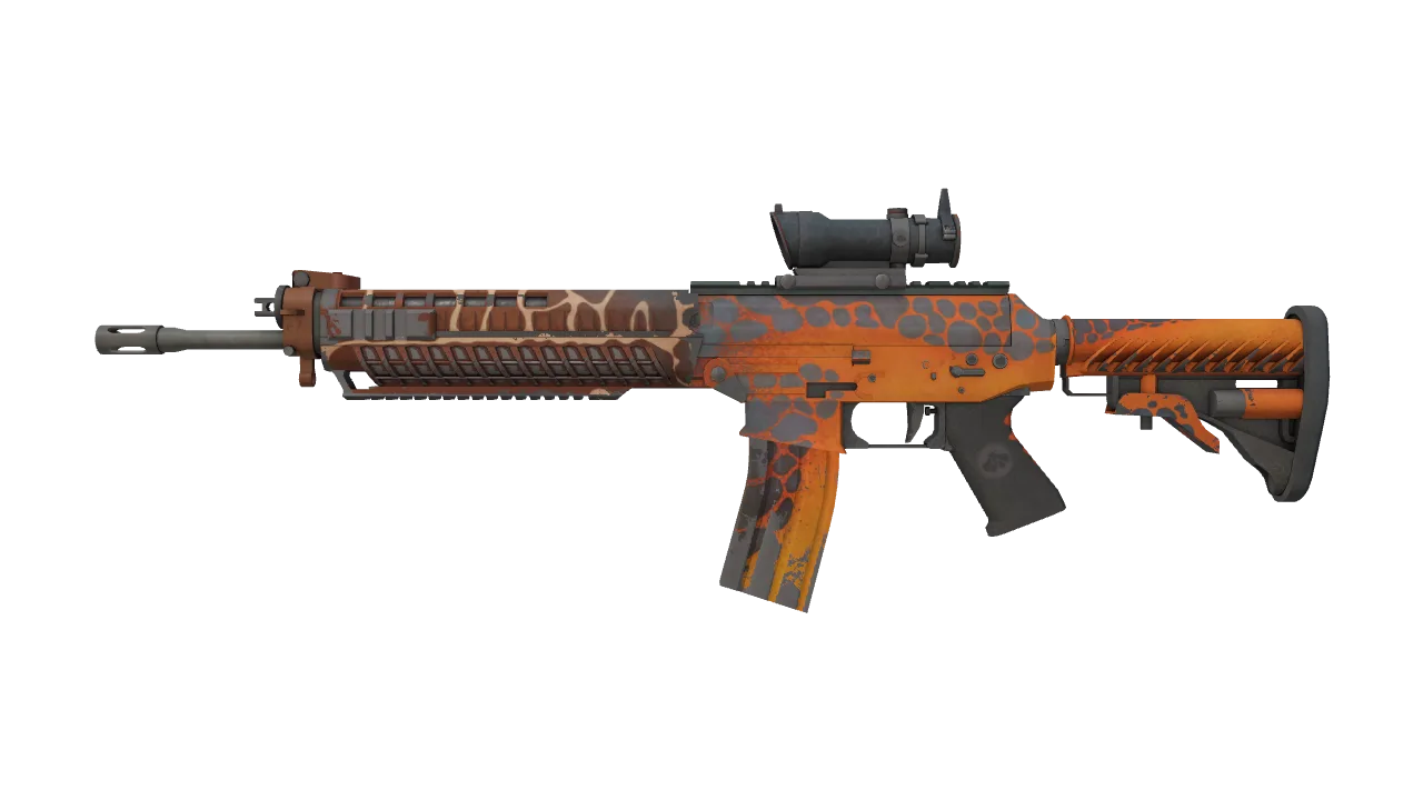 Souvenir SG 553 | Tiger Moth (Field-Tested) — Dust II light, front