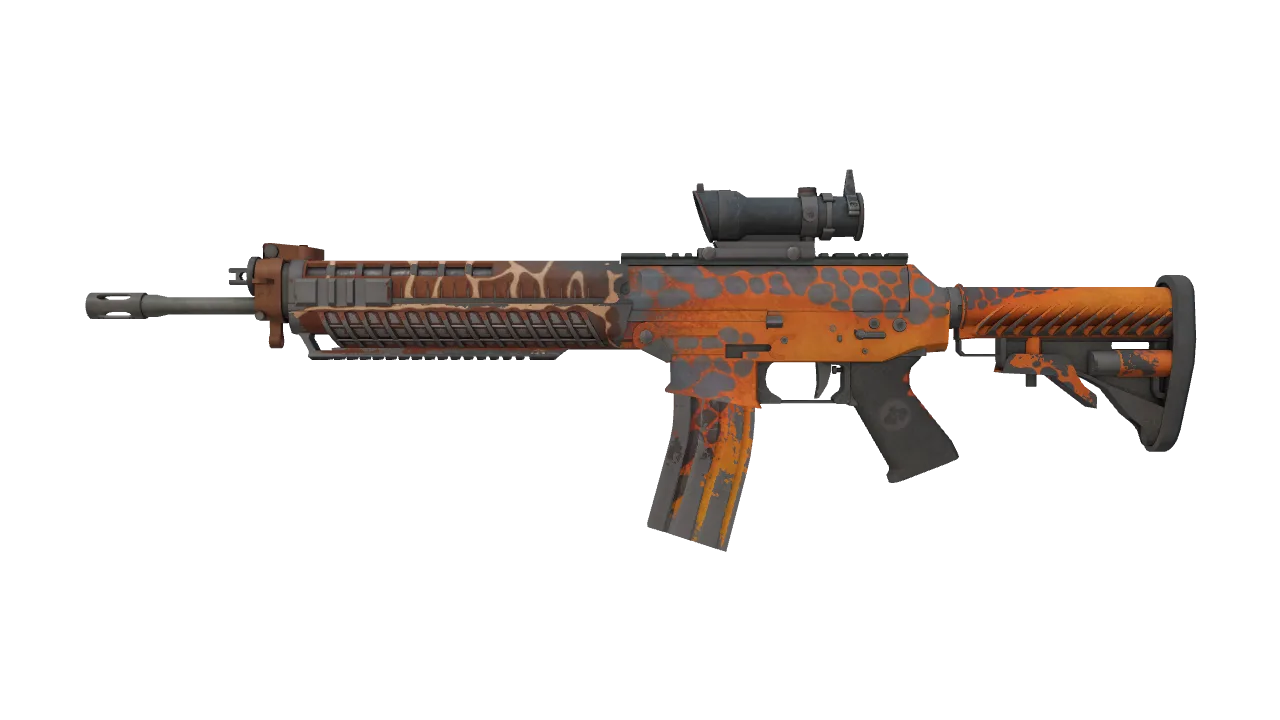 Souvenir SG 553 | Tiger Moth (Well-Worn) — Dust II light, front