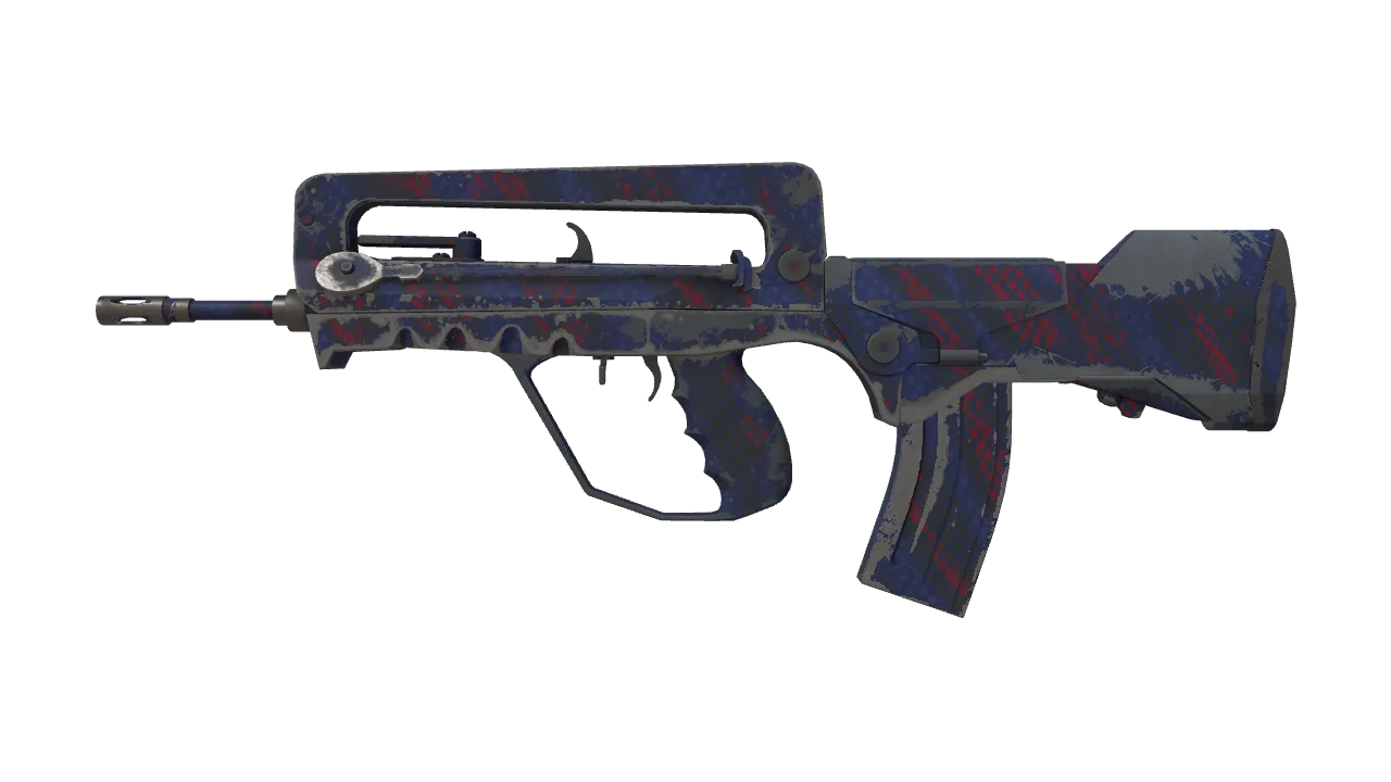 Souvenir FAMAS | Teardown (Well-Worn) — Dust II light, front